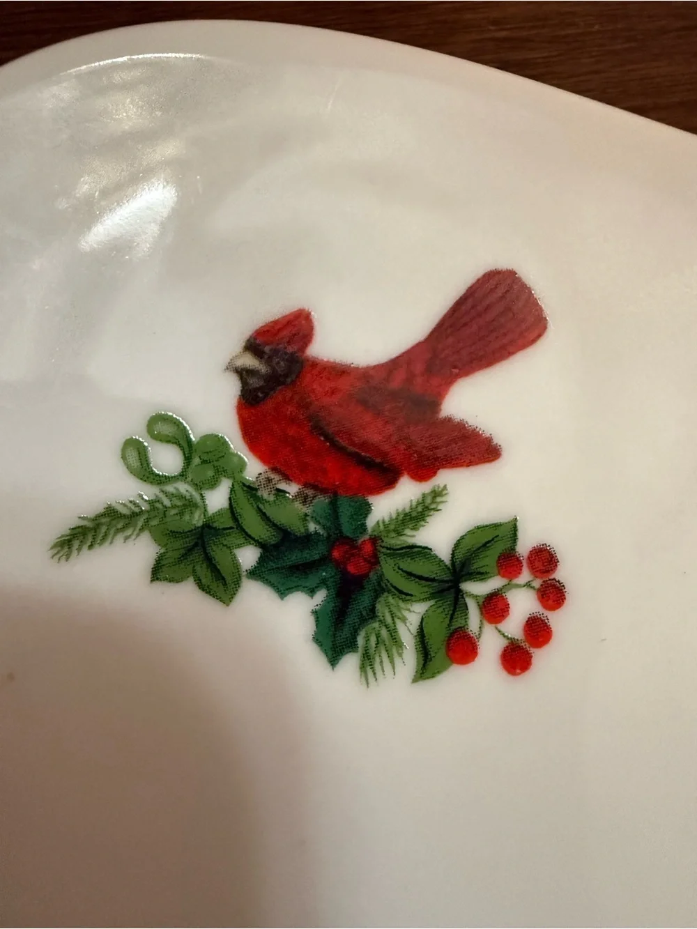 Royal Norfolk Spoon Rest Holder Christmas Red Cardinal Acorn Holly